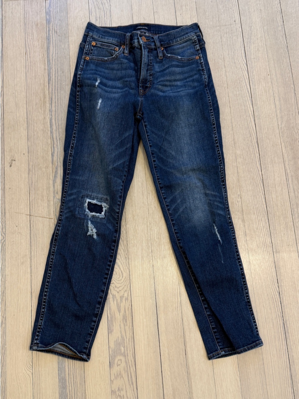 J. CREW Women’s Dark Wash Vintage Straight Patchwork Jeans Size 27